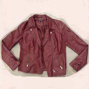 Baccini Women's Burgundy Leather Jacket
